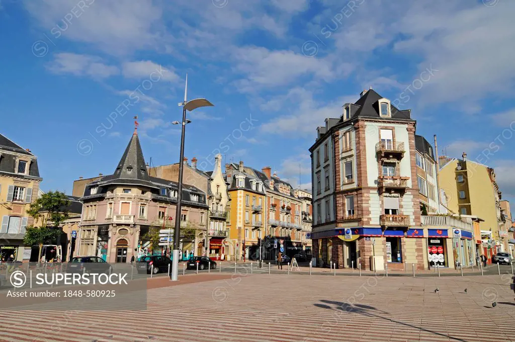 Place de l'Abattoir square, cityscape of Belfort, Franche-Comte, France, Europe, PublicGround