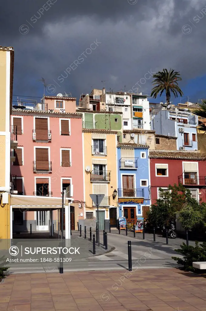 Colourful houses of Villajoyosa, Costa Blanca, Spain, Europe