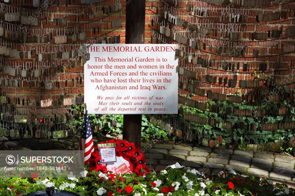 The Memorial Garden, with dog tags of fallen soldiers in Afghanistan and Iraq, in Boston, Massachusetts, New England, USA