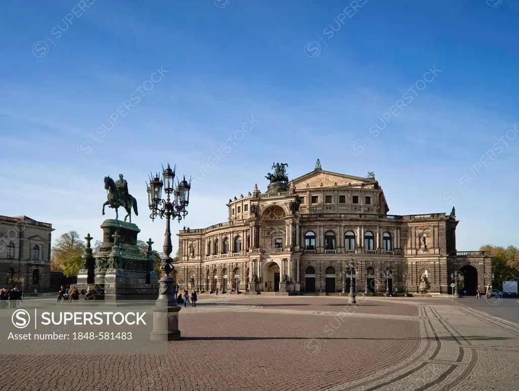 Theaterplatz square and Semperoper opera house in Dresden, Saxony, Germany, Europe