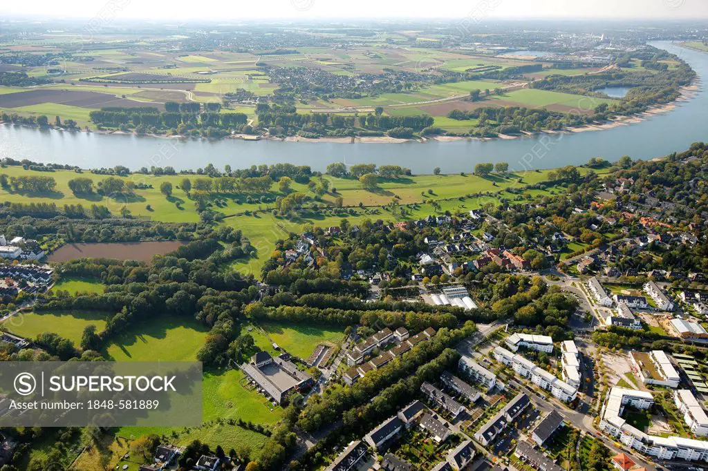 Aerial view, Wittlaer, Duesseldorf, Rhine, Rhineland, North Rhine-Westphalia, Germany, Europe