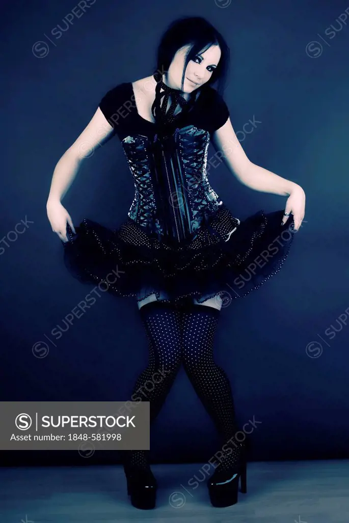 Woman, Gothic, curtsey, vinyl corset