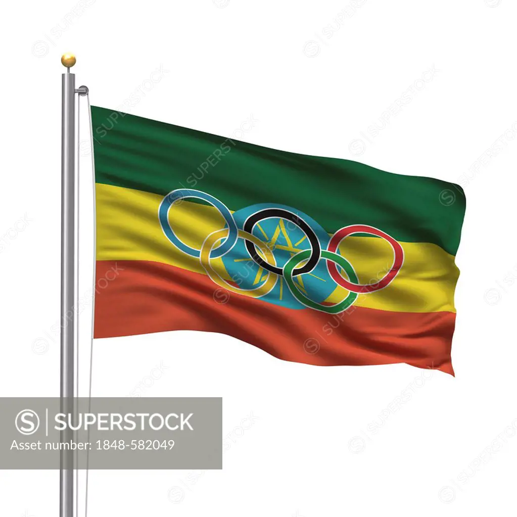 Flag of Ethiopia with Olympic rings