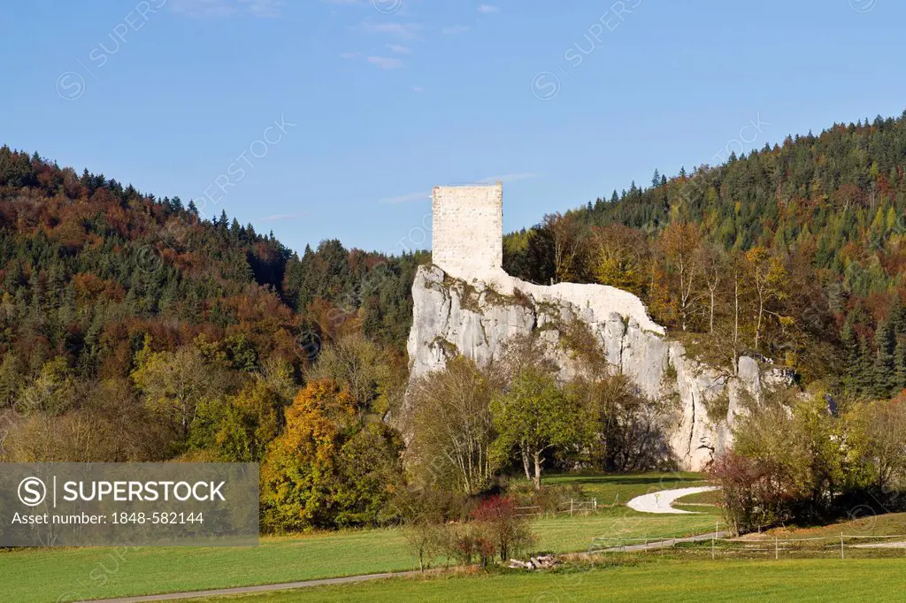 Ruine Dietfurt castle ruins, Upper Danube Nature Park, Upper Danube Valley, Sigmaringen district, Baden-Wuerttemberg, Germany, Europe