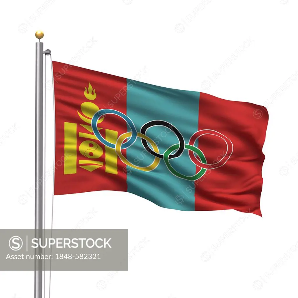 Flag of Mongolia with Olympic rings