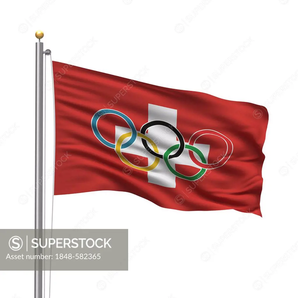 Flag of Switzerland with Olympic rings