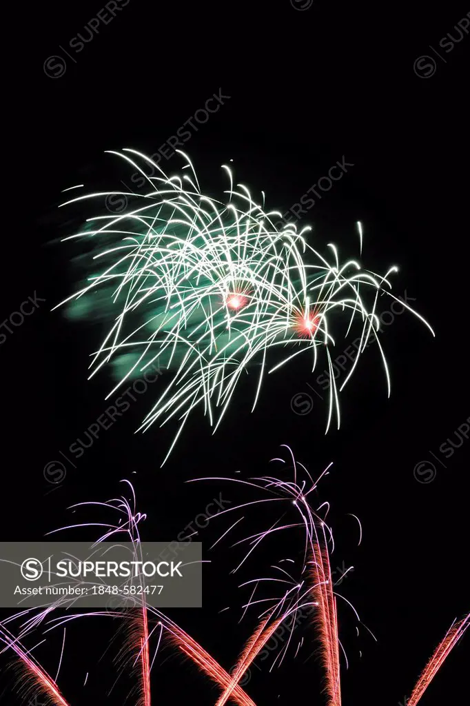 Fireworks display, aerial fireworks display, Brandenburg, Germany, Europe
