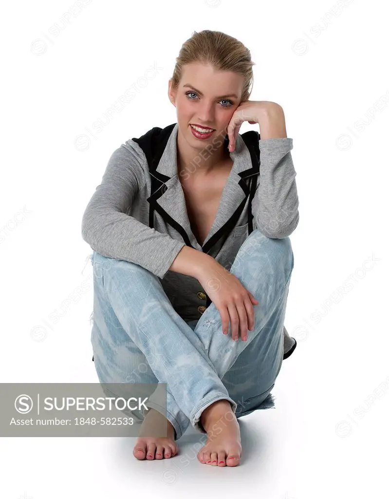 Seated smiling young woman
