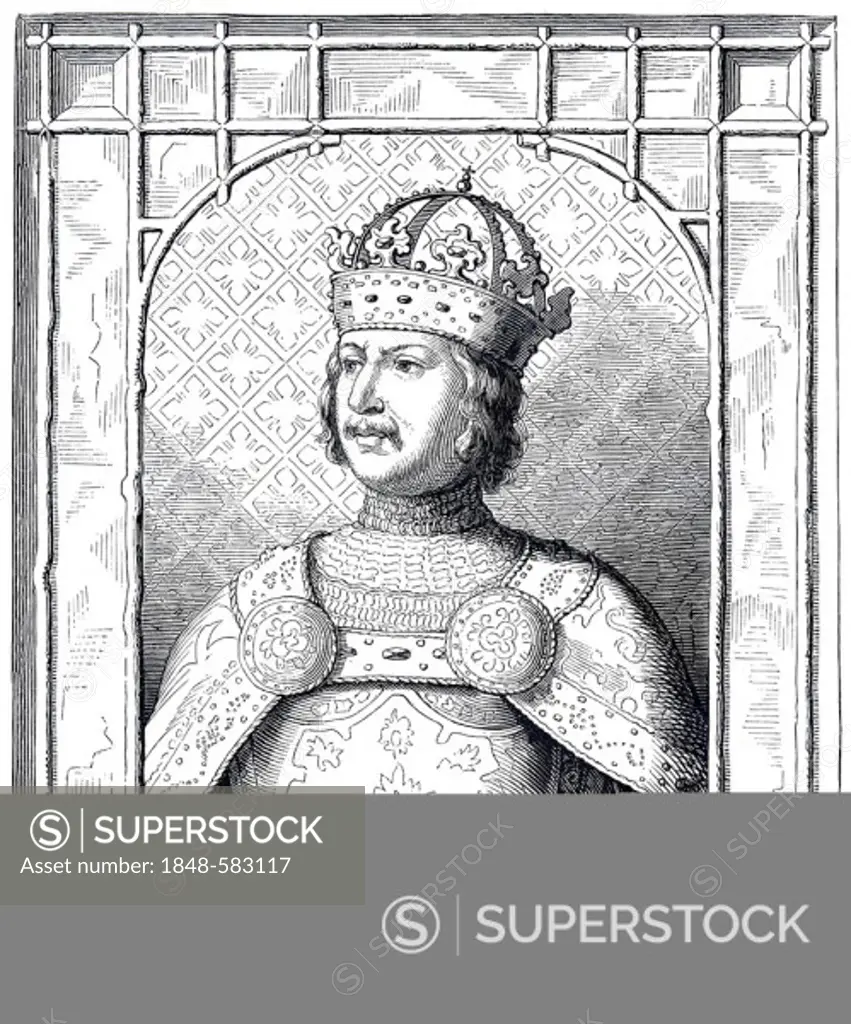 Albrecht II von Habsburg, Albert, Albreht, 1397 - 1439, historical illustration from Bildnisse der Deutschen Koenige und Kaiser, Portraits of German K...