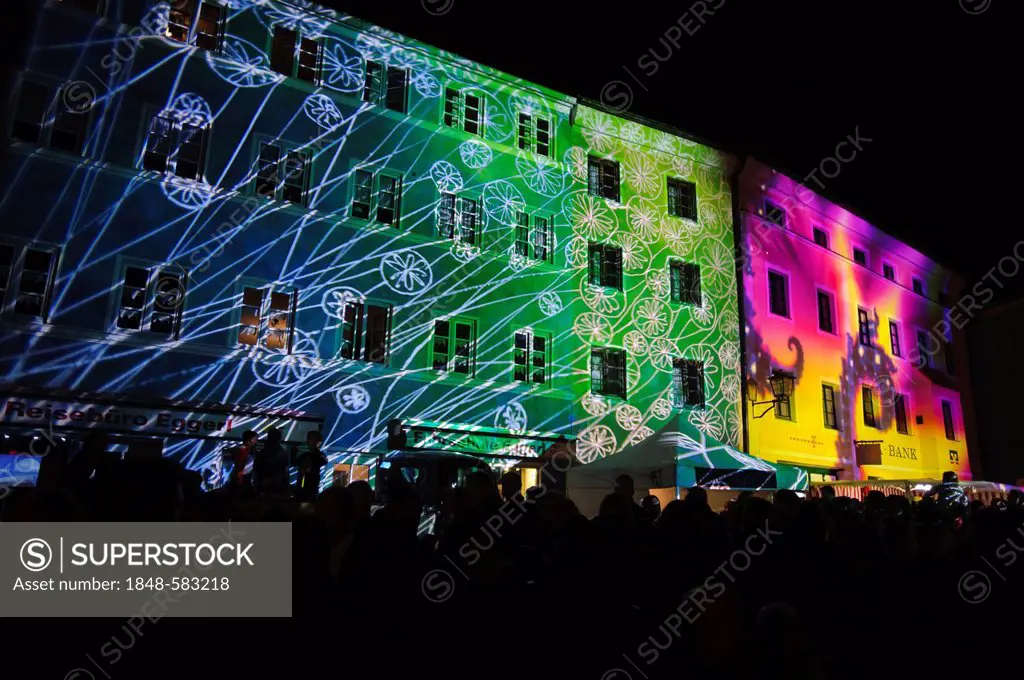 Wasserburg leuchtet lights show, Wasserburg am Inn, Upper Bavaria, Bavaria, Germany, Europe