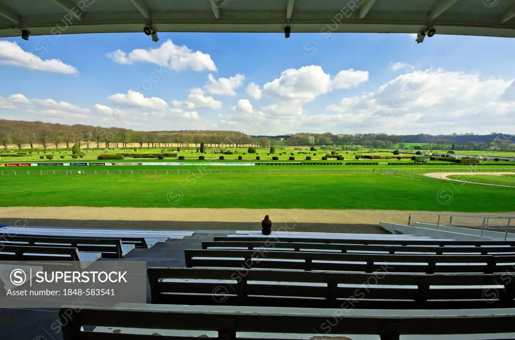 Historic spectator stand, Grafenberg Racecourse, Duesseldorf, North Rhine-Westphalia, Germany, Europe