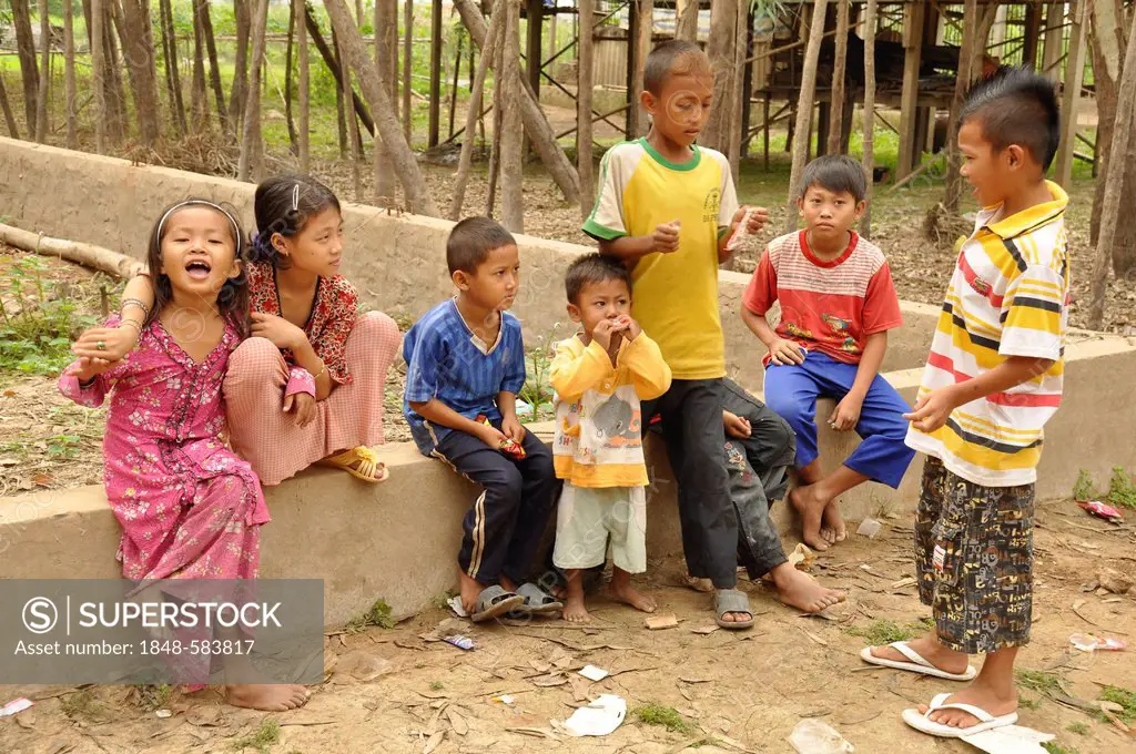 Children in the village of the Cham ethnic minority, Chau Doc, Mekong Delta, Vietnam, Southeast Asia, Asia
