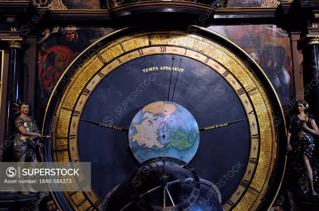 Astronomical Clock, interior view, Strasbourg Cathedral or the Cathedral of Our Lady of Strasbourg, Cathédrale Notre-Dame-de-Strasbourg, Strasbourg, B...