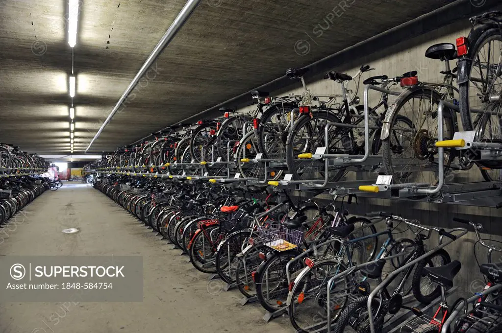Bicycle garage at Bahnhof Pasing railway station, Bavaria, Germany, Europe