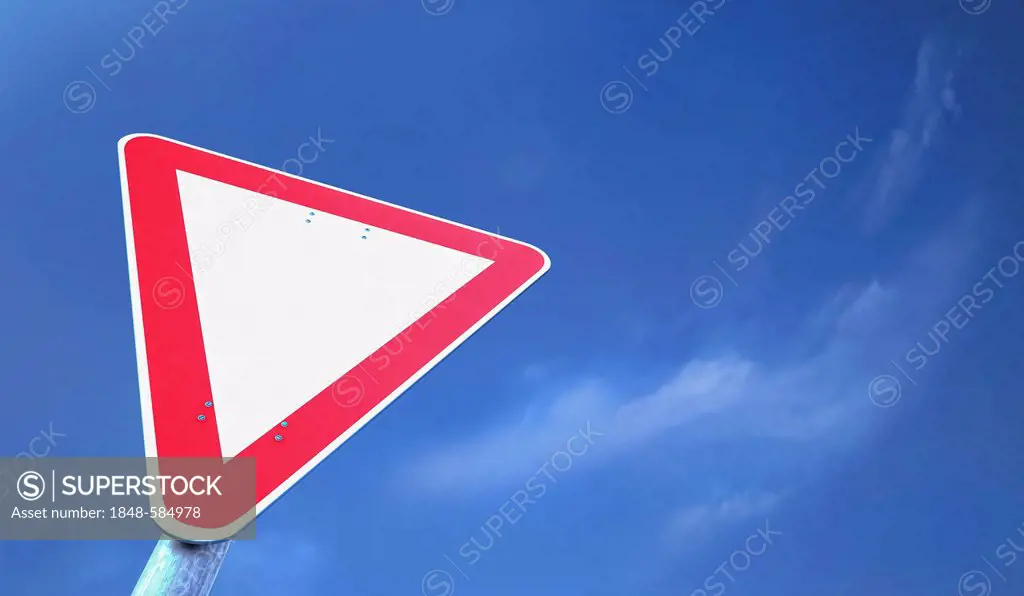 Warning sign, give way, illustration, 3D visualization