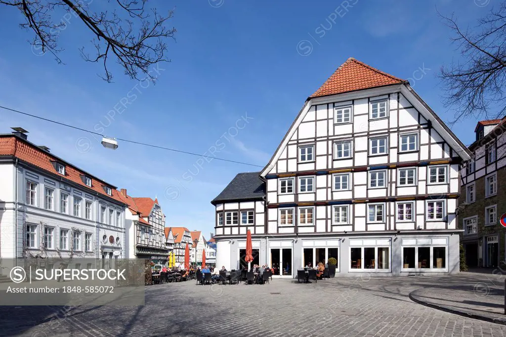Half-timbered house on Kungelmarkt square, Soest, North Rhine-Westphalia, Germany, Europe, PublicGround