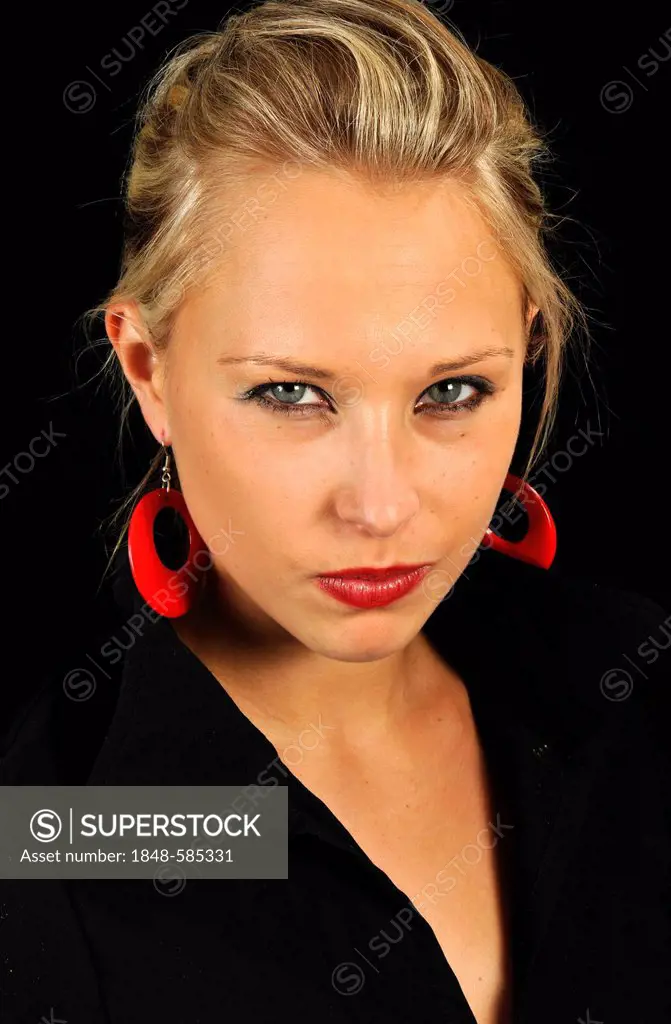 Young woman, vamp, angry, portrait