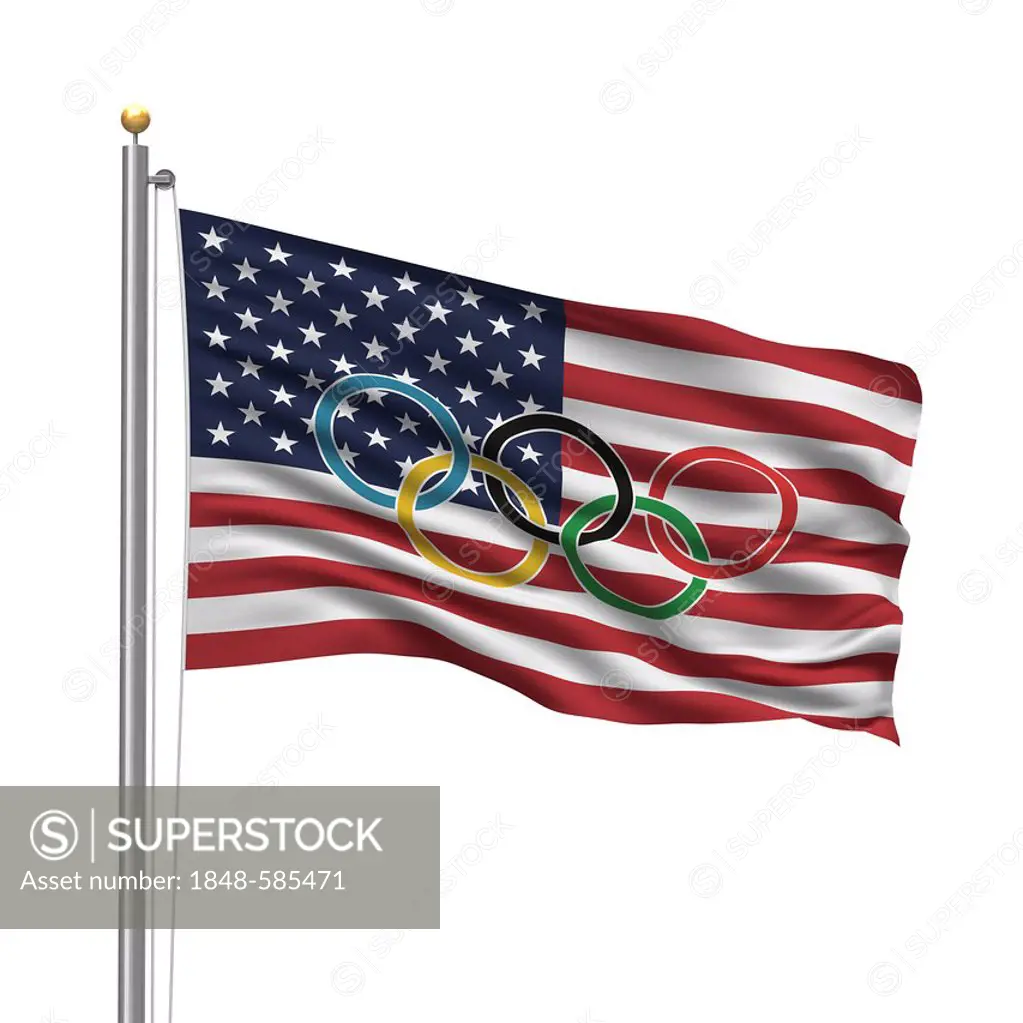 Flag of the USA with Olympic rings