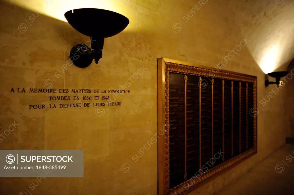Interior, honorary grave for the fallen of the Revolution, crypt, National Hall of Fame Panthéon, Montagne Sainte-Genevieve, Paris, France, Europe