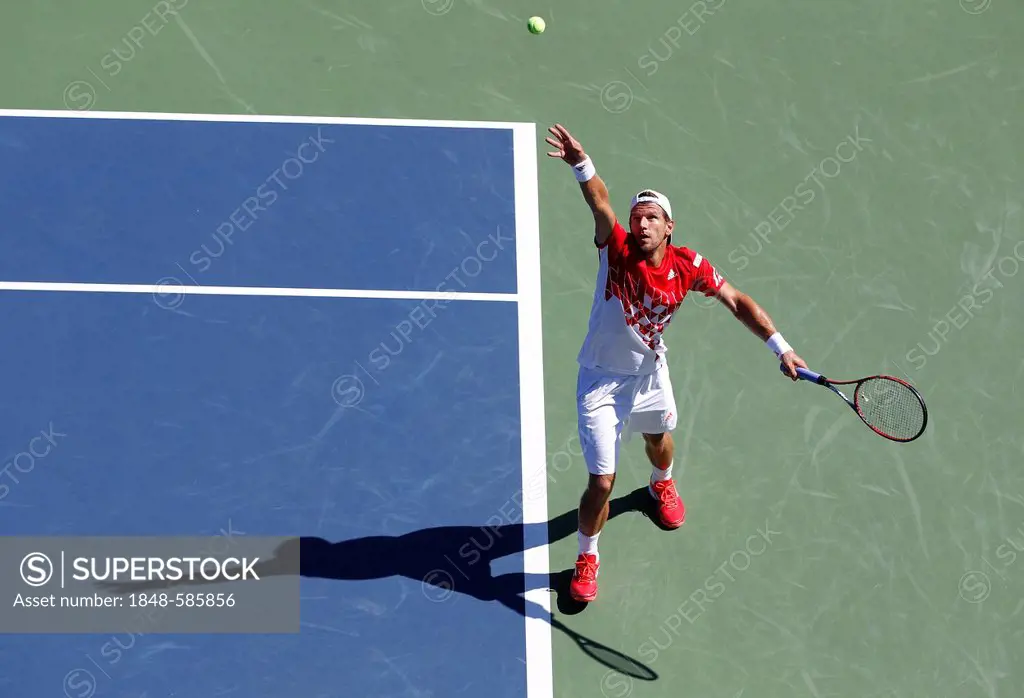 Jurgen Melzer, AUT, during a doubles match, ITF Grand Slam tennis tournament, U.S. Open 2011, USTA Billie Jean King National Tennis Center, Flushing M...