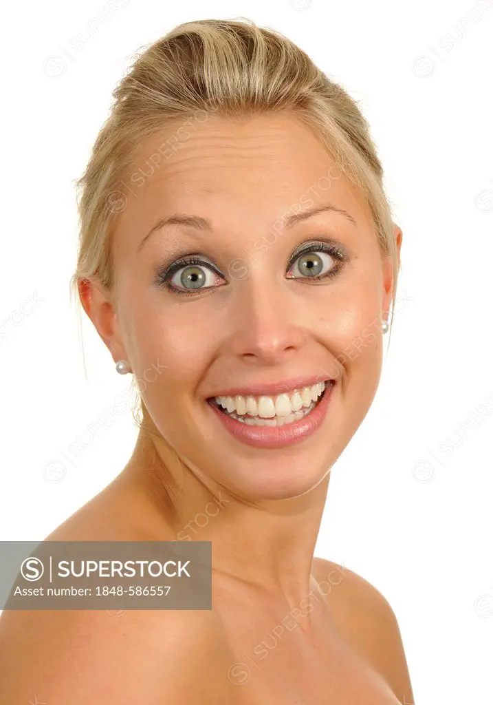 Young woman, positively surprised, portrait