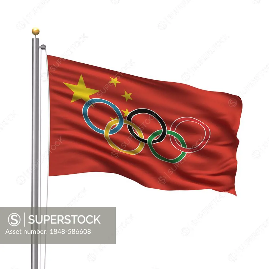 Flag of China with Olympic rings