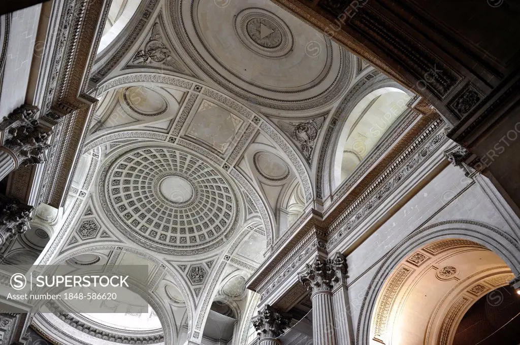 Interior, ceiling, National Hall of Fame Panthéon, Montagne Sainte-Genevieve, Paris, France, Europe