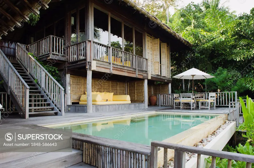 Private swimming pool in a luxury hotel, Six Senses Resort, Koh Yao Noi, Phang Nga, Thailand, Southeast Asia, Asia