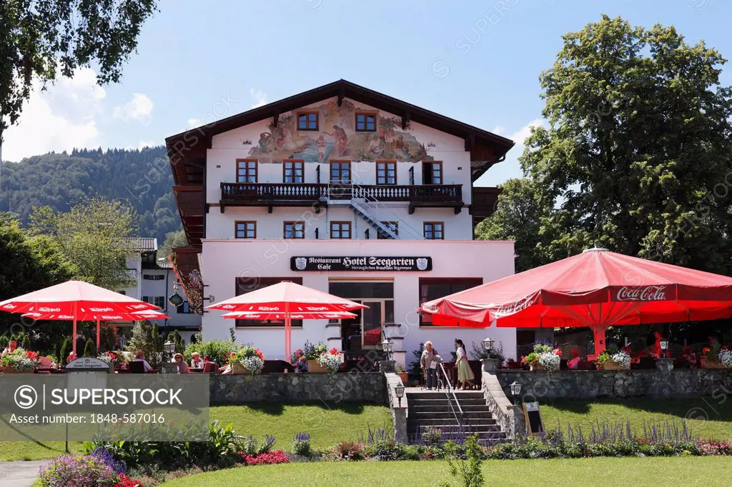 Seegarten Hotel, Bad Wiessee on Tegernsee Lake, Tegernsee Valley, Upper Bavaria, Bavaria, Germany, Europe, PublicGround
