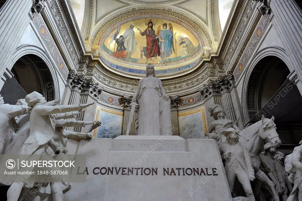 Interior, depiction of Revolution and the National Convention, National Hall of Fame Panthéon, Montagne Sainte-Genevieve, Paris, France, Europe