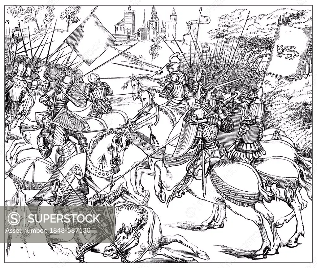 Knights battle of the old aristocratic Hoeks with the city's party of the cod on John III. and Jacqueline, Countess of Hainaut or Jacqueline of Wittel...