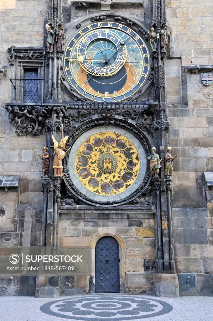 Tower of the Old Town Hall with Astronomical Clock, Old Town Square, historic district of Prague, Bohemia, Czech Republic, Europe, PublicGround