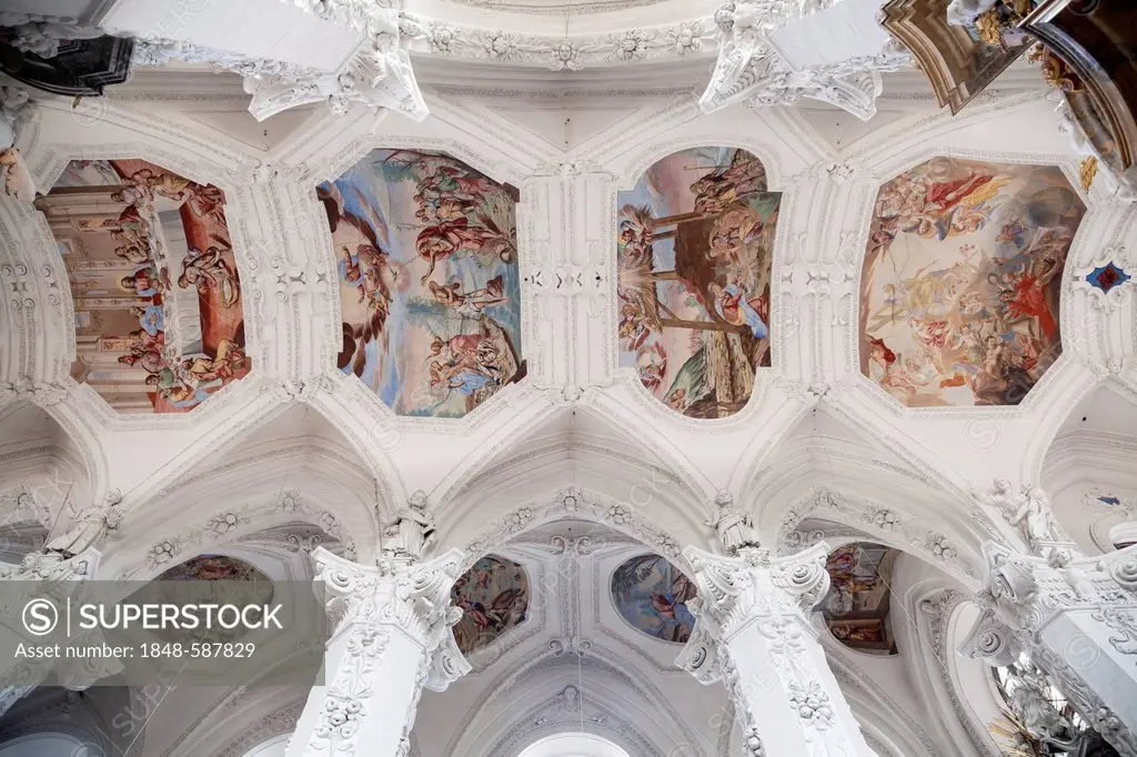 Ceiling frescoes, St Marien Catholic Church, Kloster Neuzelle abbey, Brandenburg, Germany, Europe