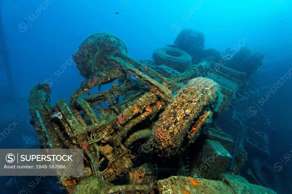 Chassis of a truck, wreck of the Zenobia, Cyprus, Asia, Europe, Mediterranean Sea
