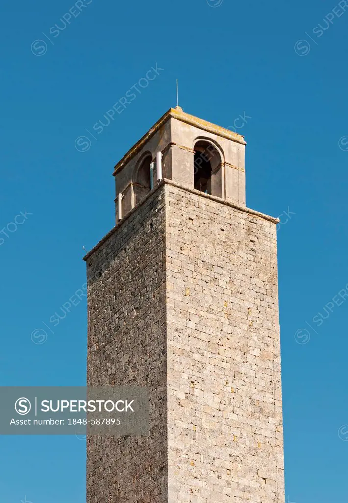 Torre Rognosa tower of Palazzo Vecchio del Podesta, San Gimignano, Toscana, Tuscany, Italy, Europe