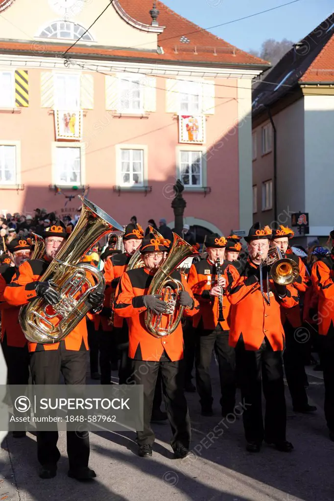 Traditional carnival parade in Oberndorf on the Neckar river, Oberndorf carnival, Alemannic carnival parade, Baden-Wuerttemberg, Germany, Europe