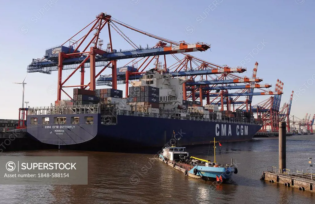 Container loading at the port, Hamburg, Germany, Europe