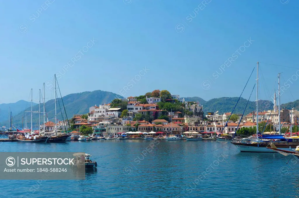 Old town and marina in Marmaris, Turkish Aegean Coast, Turkey