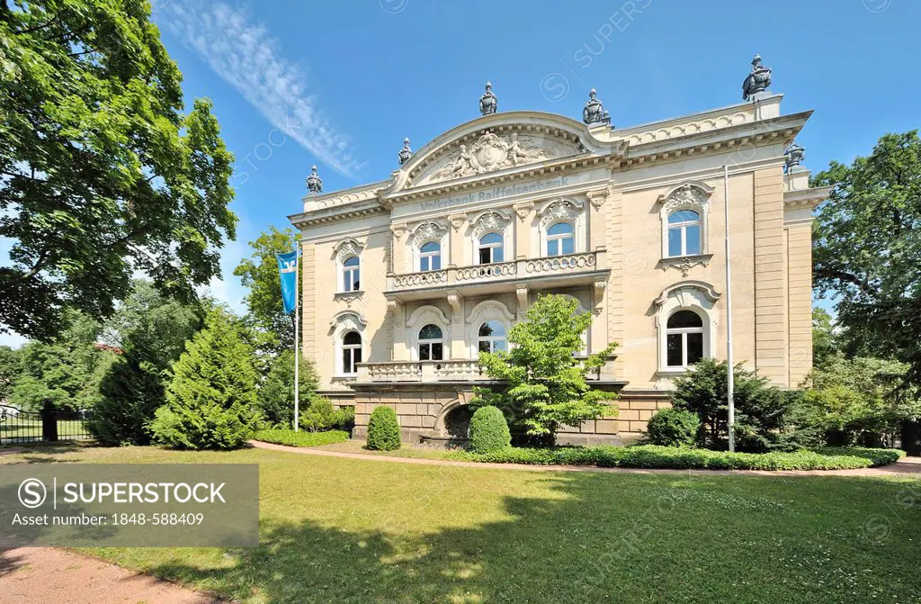 Villa Eschebach, a Neo-Baroque mansion, headquarters of the VR-Bank, Dresden, Saxony, Germany, Europe, PublicGround