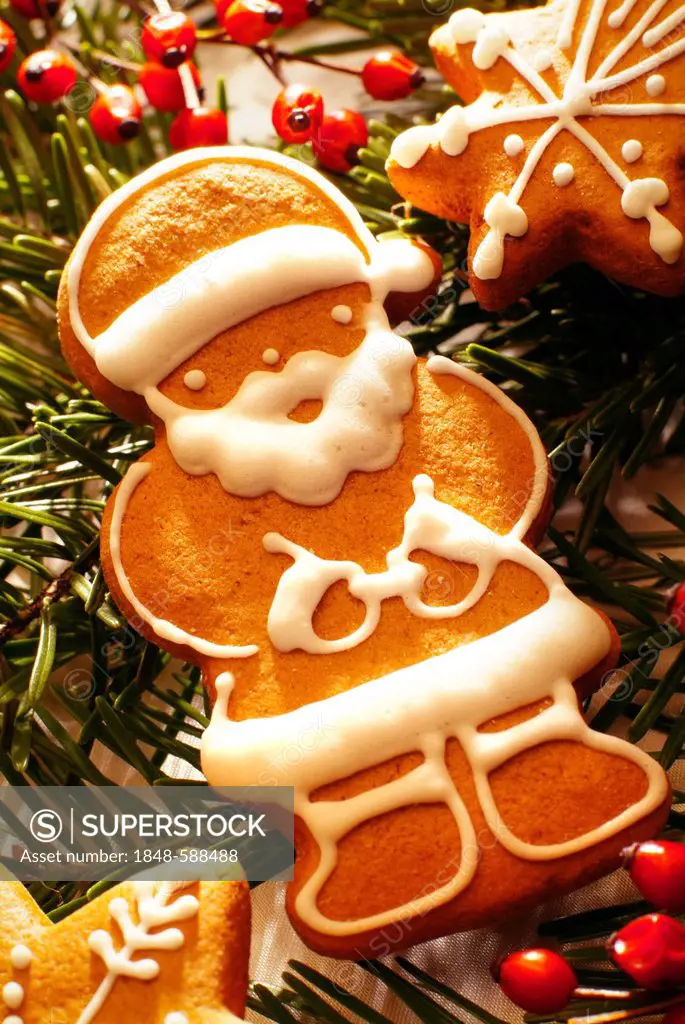 Santa Claus as a gingerbread figure, Christmas cookies