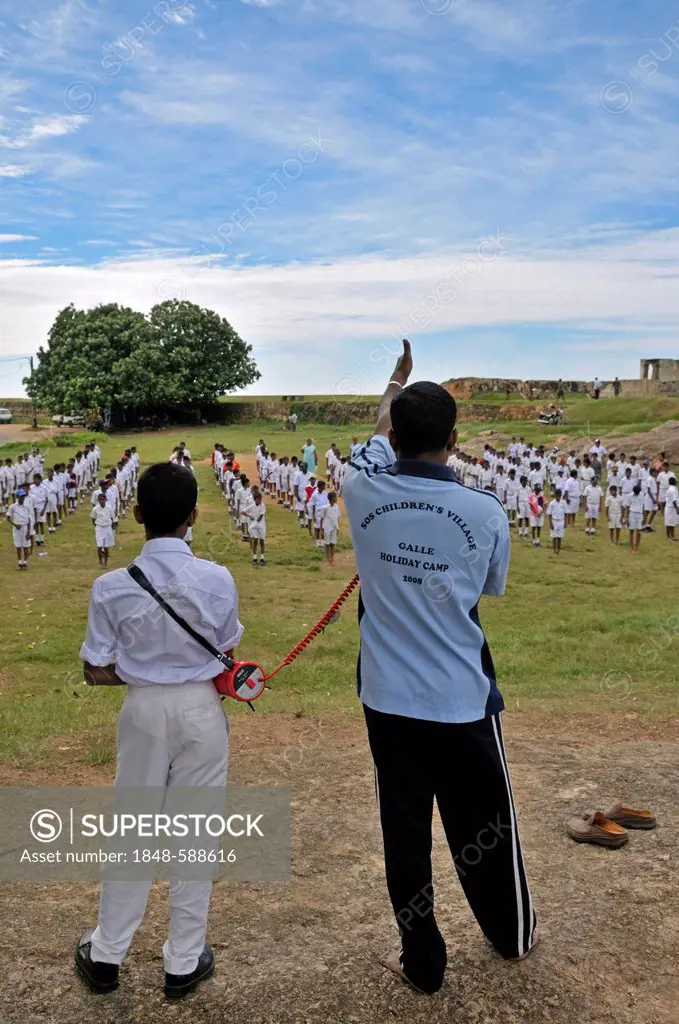 Physical education, boys wearing school uniforms, Galle, Sri Lanka, Ceylon, Asia, PublicGround
