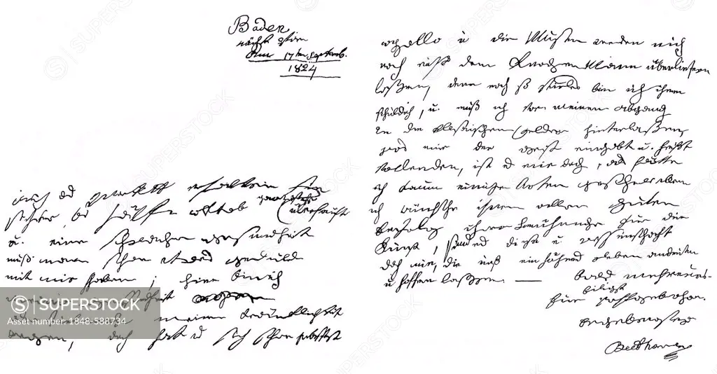 A handwritten letter by Ludwig van Beethoven to his publisher Schott