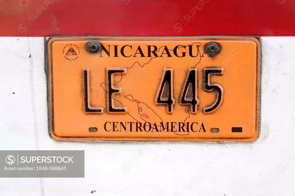 License plate, Leon, Nicaragua, Central America