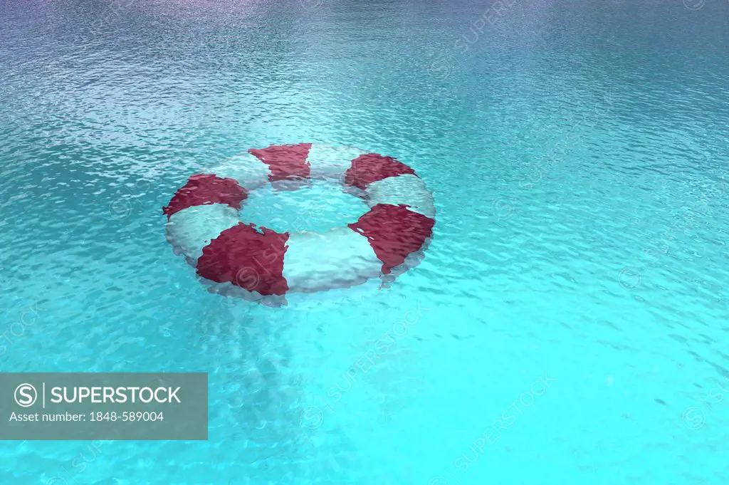 Lifebelt under water, 3D graphic