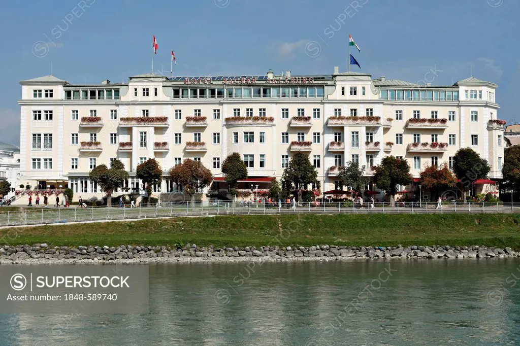 Hotel Sacher Salzburg, on the River Salzach, Salzburg, Austria, Europe