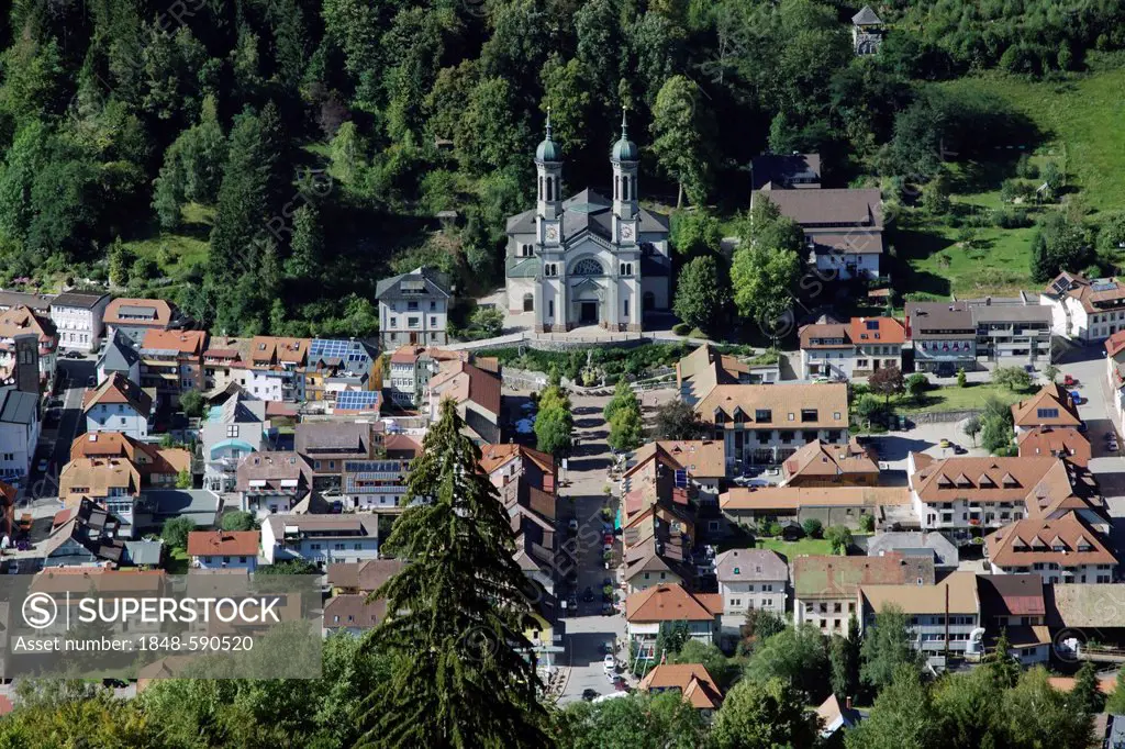 Todtnau with the Parish Church of St John, Black Forest mountain range, Baden-Wuerttemberg, Germany, Europe