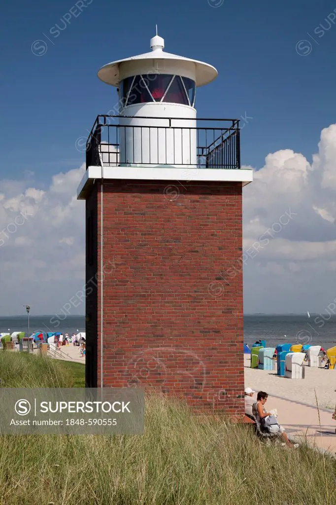 Lighthouse on the promenade, Wyk auf Foehr, Foehr Island, North Sea, North Frisia, Schleswig-Holstein, Germany, Europe, PublicGround