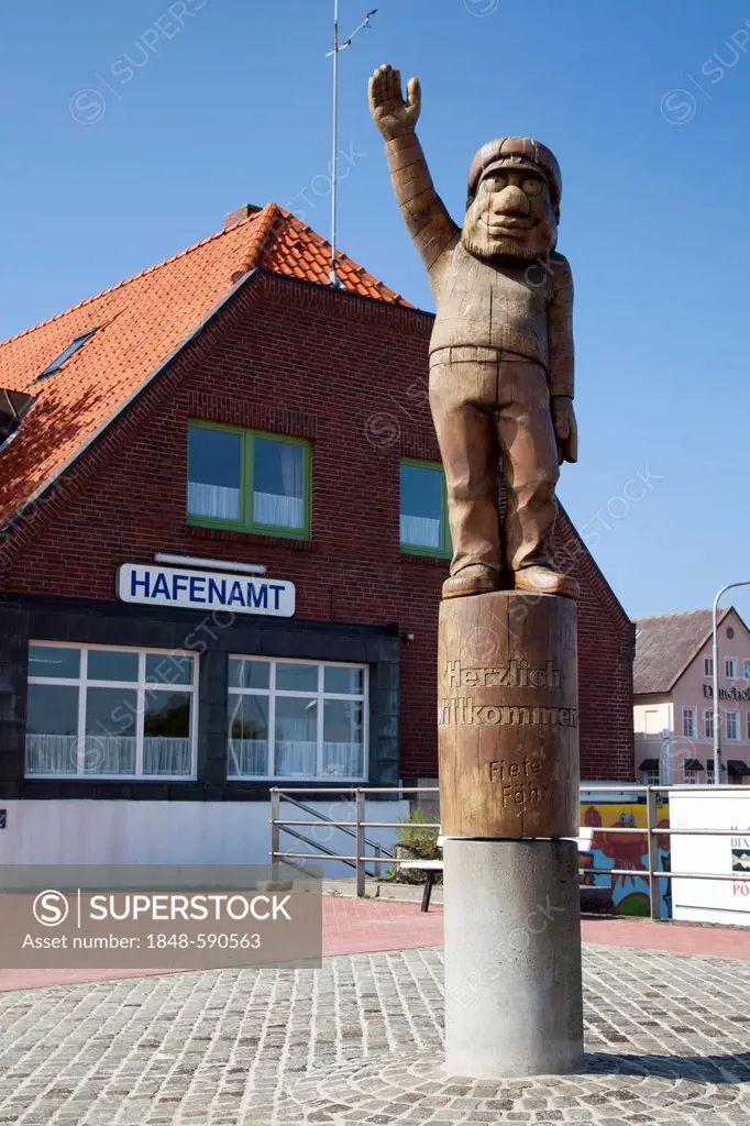 Fiete Foehr sculpture, in front of the port office, Wyk auf Foehr, Foehr island, North Sea, North Frisia, Schleswig-Holstein, Germany, Europe, PublicG...
