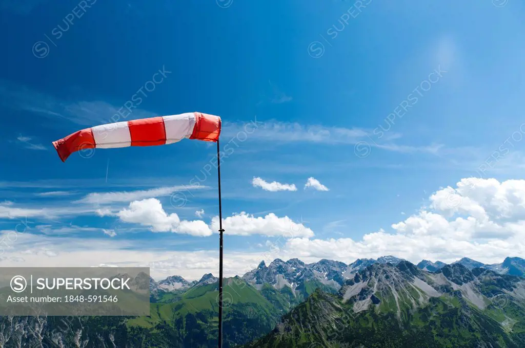 Windsock on Mt Fellhorn, Oberstdorf, Bavaria, Germany, Europe