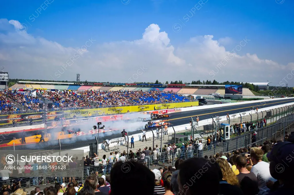 Drag race event, drag racing, Hockenheimring race track, Hockenheim, Baden-Wuerttemberg, Germany, Europe